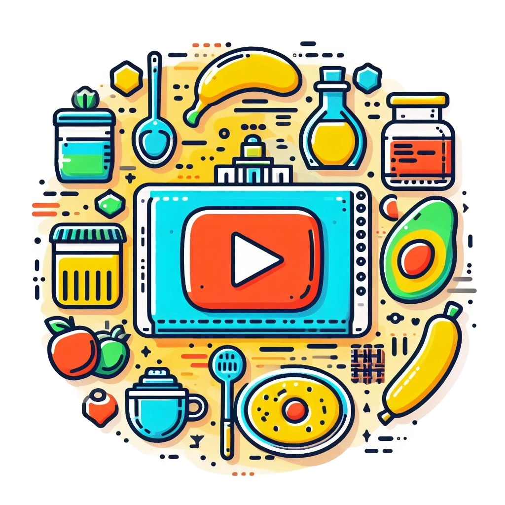 youtube channels with recipes colorful icon with white background