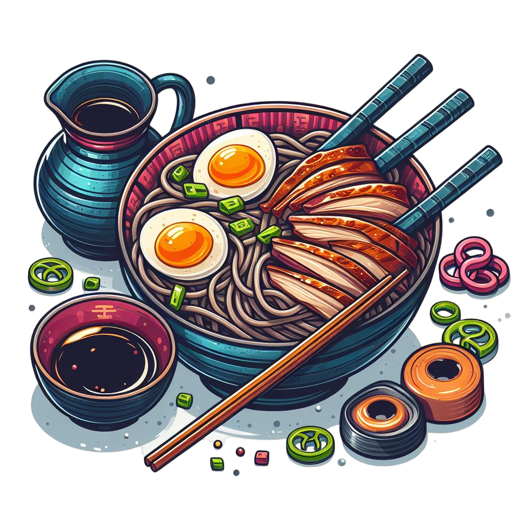 soba noodles with duck colorful icon with white background