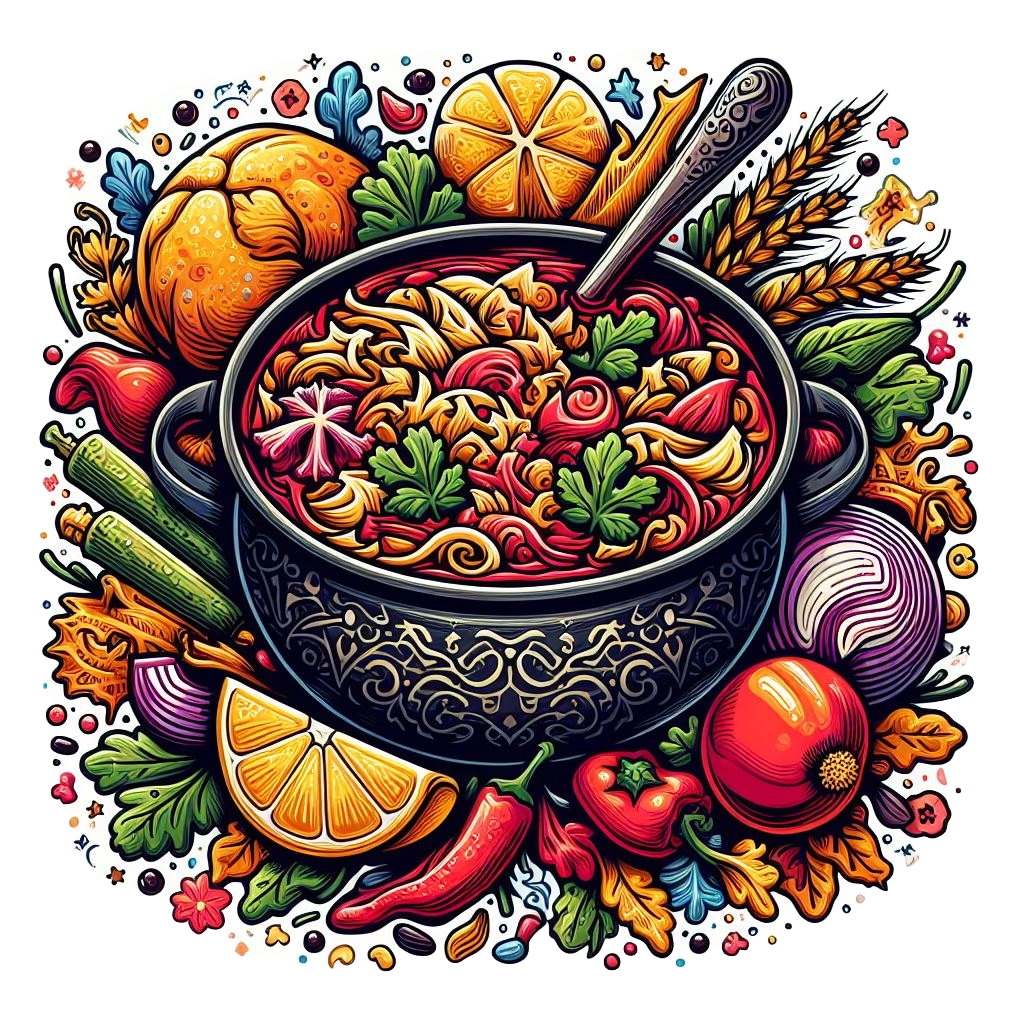 Solyanka soup with sauerkraut colorful icon with white background