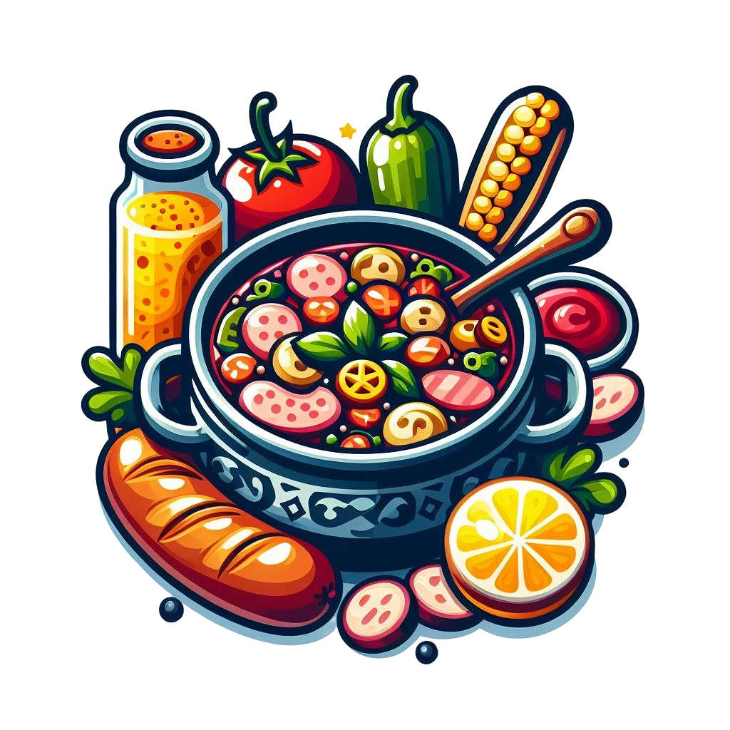 Solyanka soup colorful icon with white background